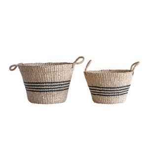 Small Hand-Woven Seagrass and Palm Basket