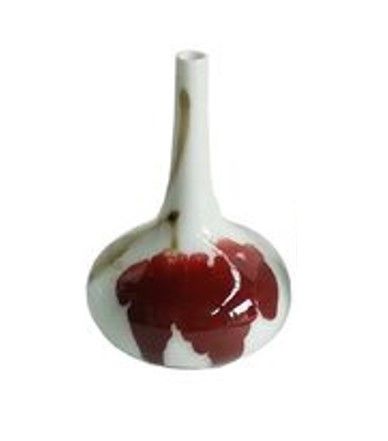 Red and White Glaze Mini Ceramic Bud Vase