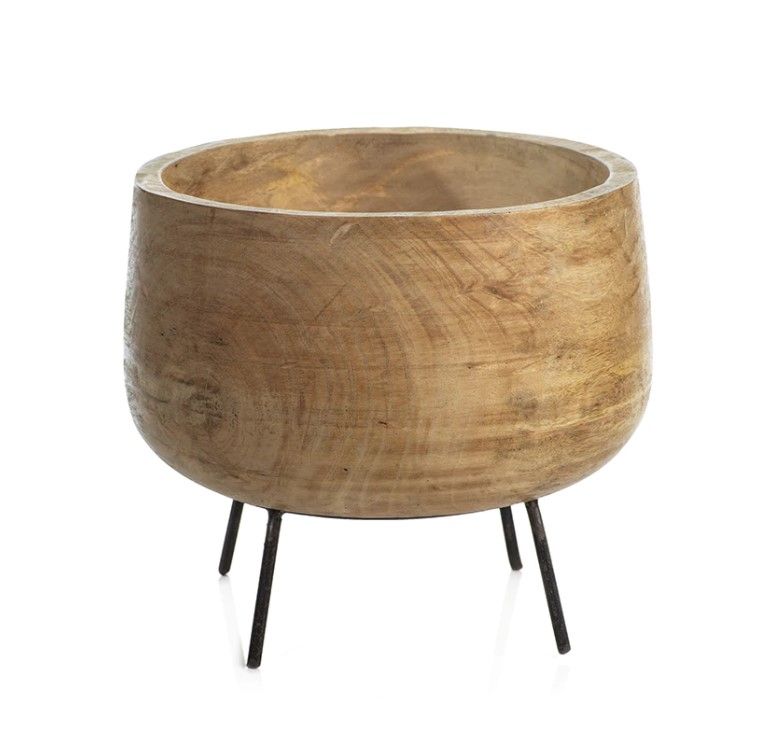Mango Wood Bowl on Stand 13.5"Dia. x 12"H