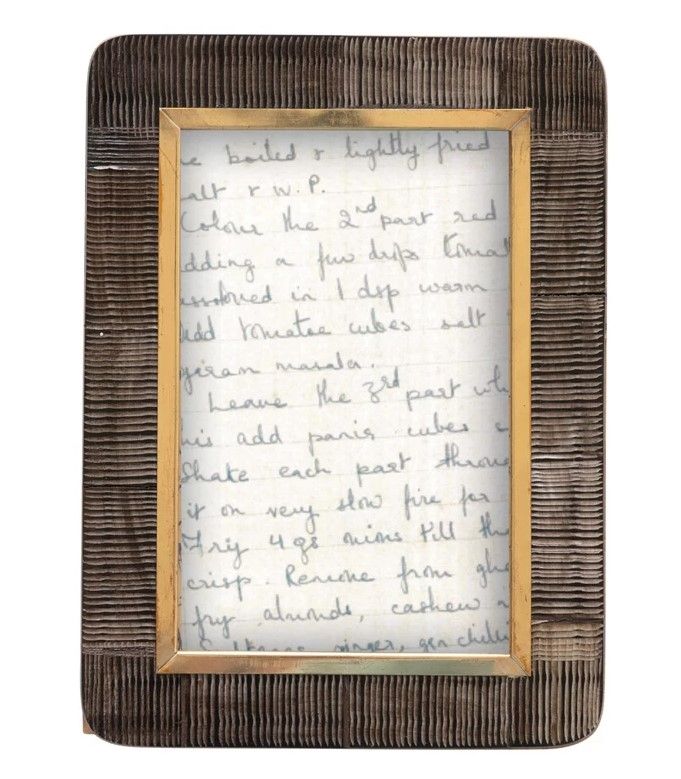 Natural Horn and Brass Frame - 4"W x 6"H