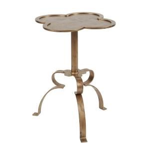 French Gold Quatrefoil Side Table 20”W x 16.5”H