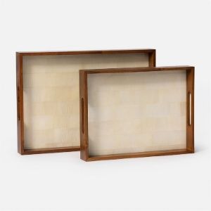 Small Teak and Cornhusk Tray