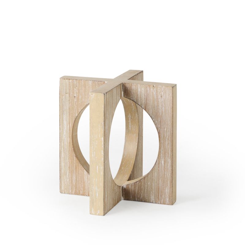 Geometric Natural Wood Sculpture 6"L x 6"W x 6"H
