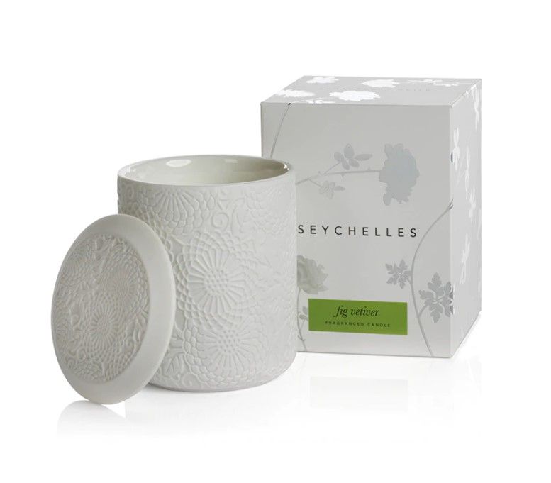White Lidded Jar Candle in Gift Box - Fig Vetiver