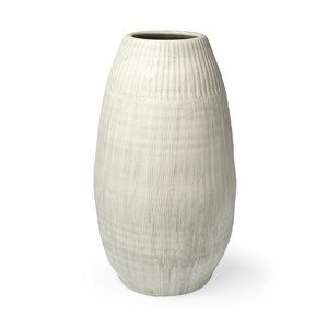 Large White Ceramic Planter 16.1"Dia. x 28.5"H