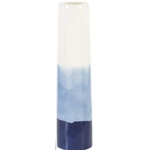 Large White Blue and Navy Earthenware Vase