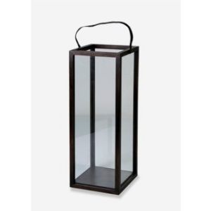 Large Mahogany Lantern with Leather Strap