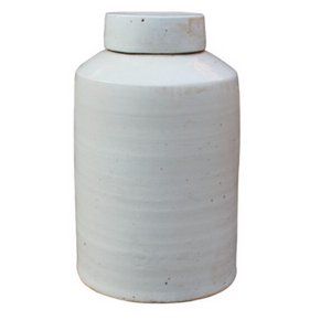 16" Traditional White Tea Jar with Lid
