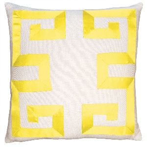 22x22 Yellow Greek Key Patterned Pillow