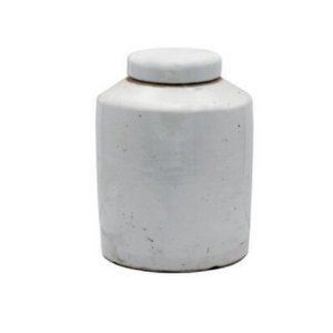 11" Vintage White Tea Jar with Lid
