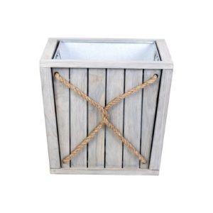 Teakwood Planter with Rope Accent and Metal Insert 22"Sq. x 20"H