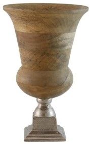 Mango Wood Urn on Aluminum Base