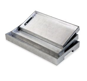 Set of 3 Antique Silver Leaf Trays 23"L x 13"W, 22"L x 11"W, 20"L x 10"W