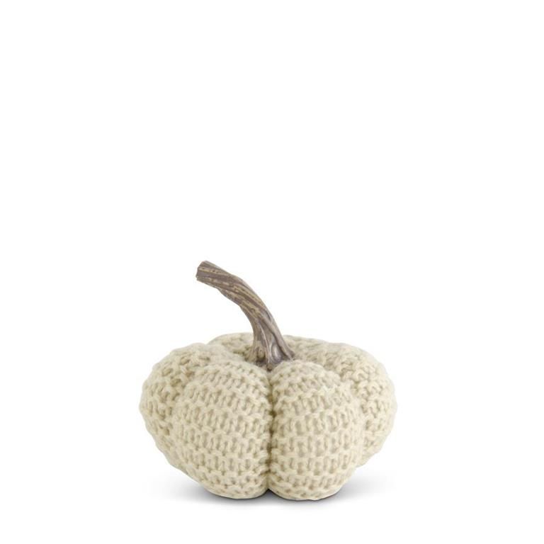 4.5" Cream Knit Stuffed Pumpkins
