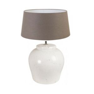 White Ceramic Table Lamp with Taupe Shade 22"Dia. x 25"H