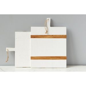 White Charcuterie Board with Wood Stripe 22"L x 16"W x 1"H
