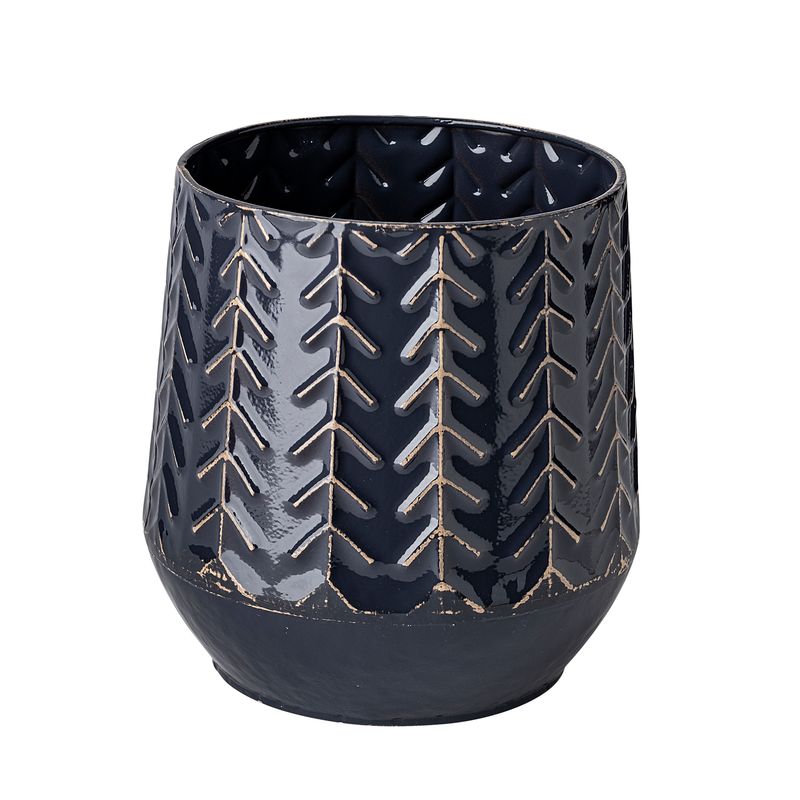 Navy Chevron Pattern Vase 7.1"Dia. x 7.3"H