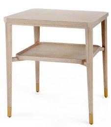 Cerused Oak Side Table with Bronze Accents 24"W x 24"D x 26"H