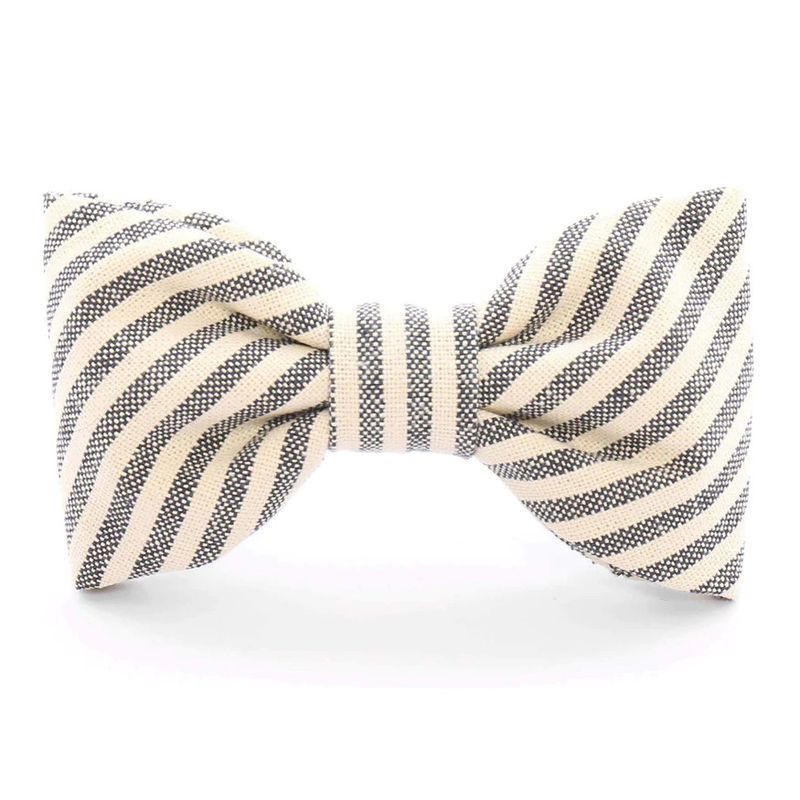 Grey & White Striped Bow Tie - Large 5"W x 3.5"H