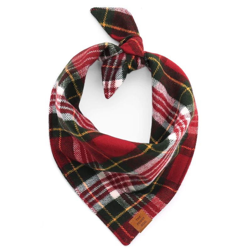 Red/Green Plaid Flannel Bandana - Medium