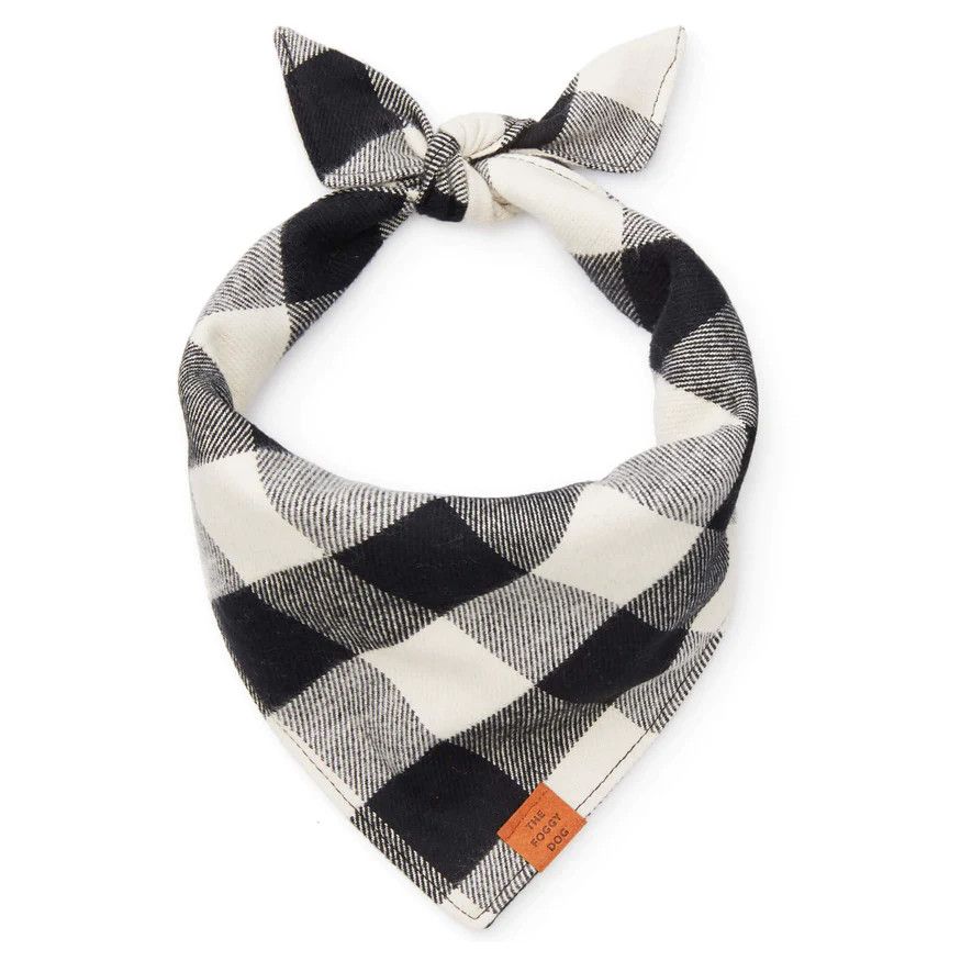 Black & White Buffalo Check Flannel Bandana - Large