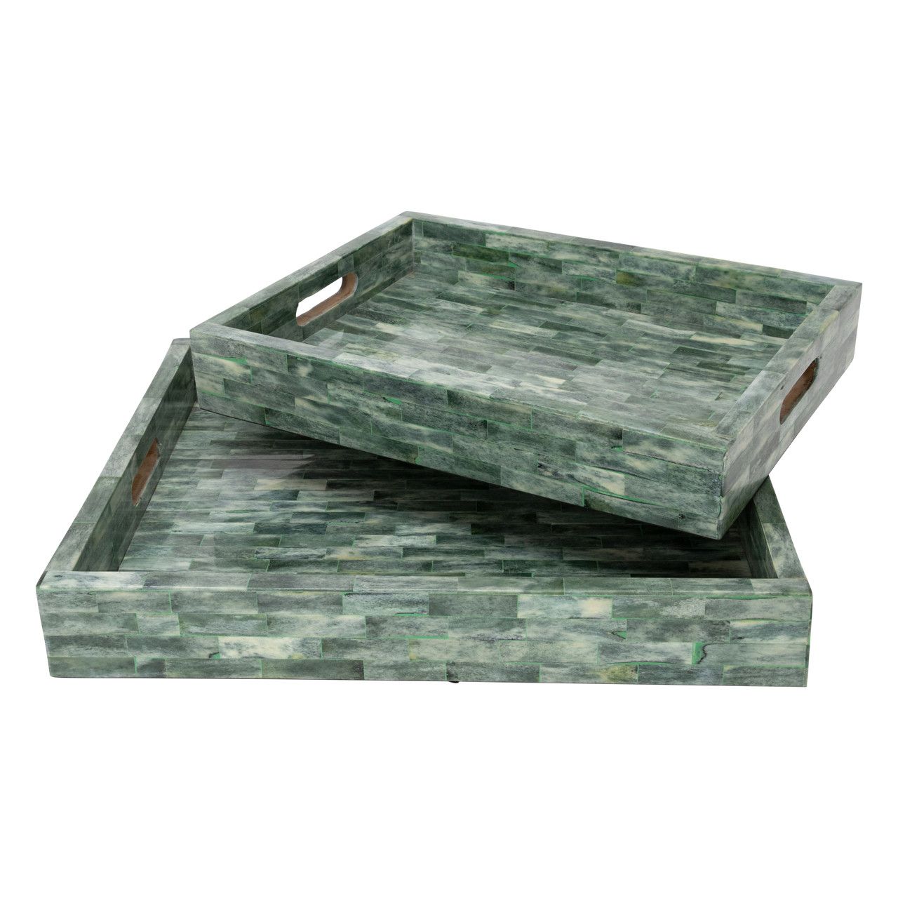 Small Green Resin Tray 16"L x 12"W x 2.5"H
