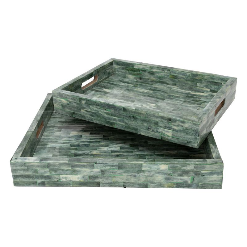 Small Green Resin Tray 16"L x 12"W x 2.5"H