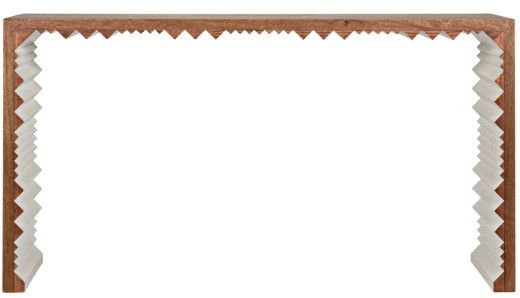 Stained Walnut Console Table w/ White Interior - 60"W x 14"D x 32"H