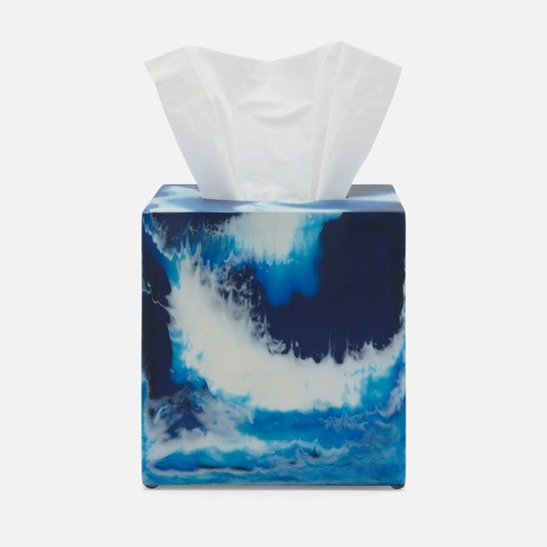 5.5" x  6" Blue Resin Tissue Box