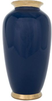 Navy Blue Ceramic Vase w/ Gold Accents