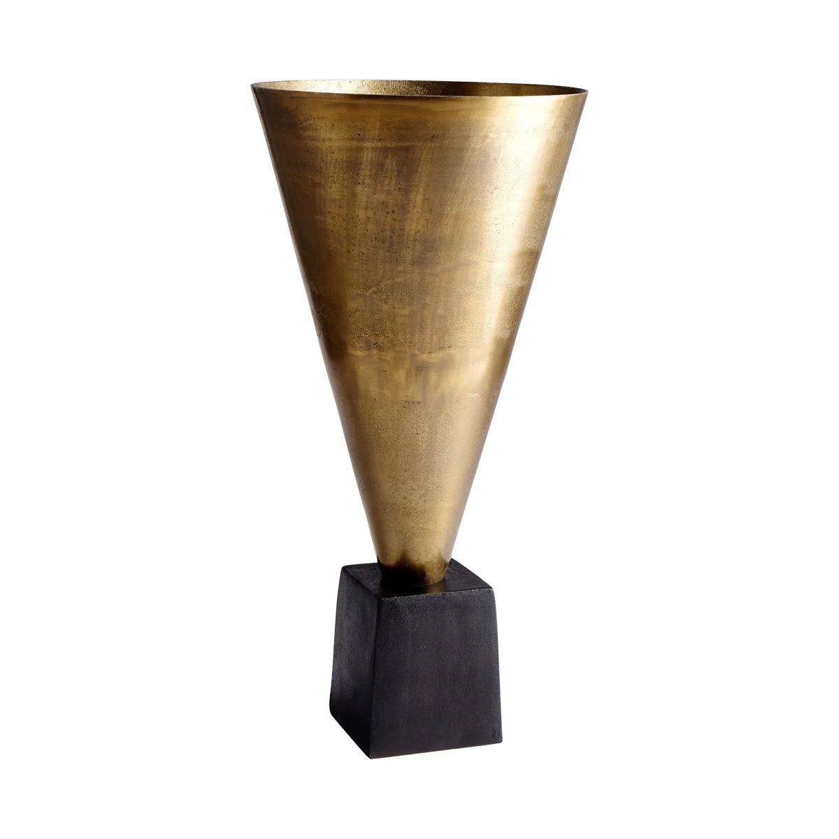 Large Antique Brass Vase w/ Black Bronze Base