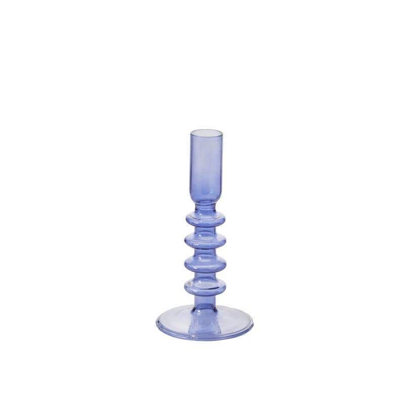 5.75" Blue Glass Candleholder