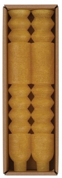 Set of 2 Pale Yellow Totem Taper Candles, Unscented, 30 Hr. Burn Time, 100% Paraffin Wax