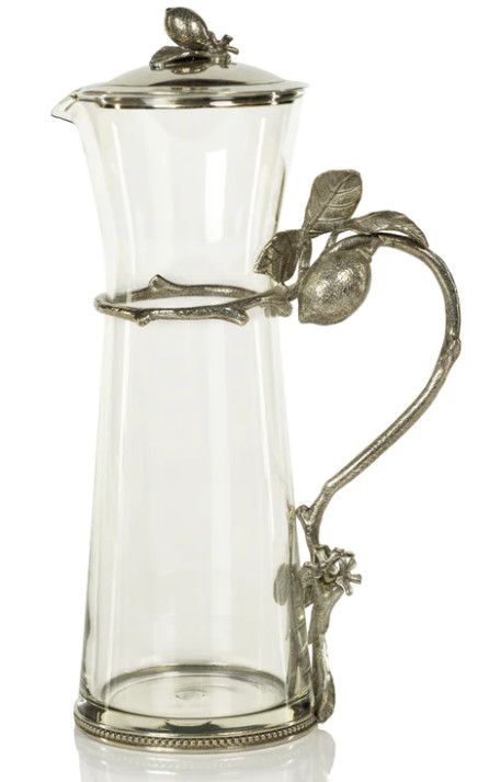Pewter and Glass Pitcher w/ Lid