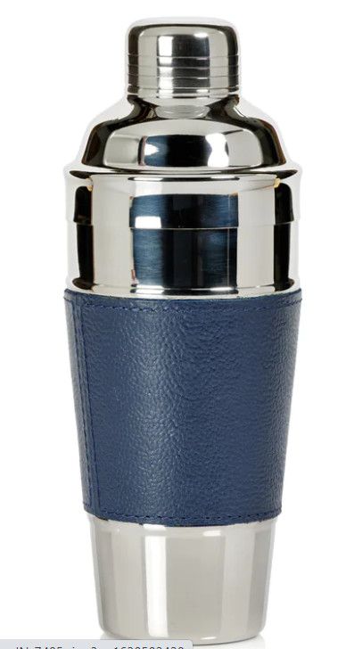 Nickel and Leather Cocktail Shaker