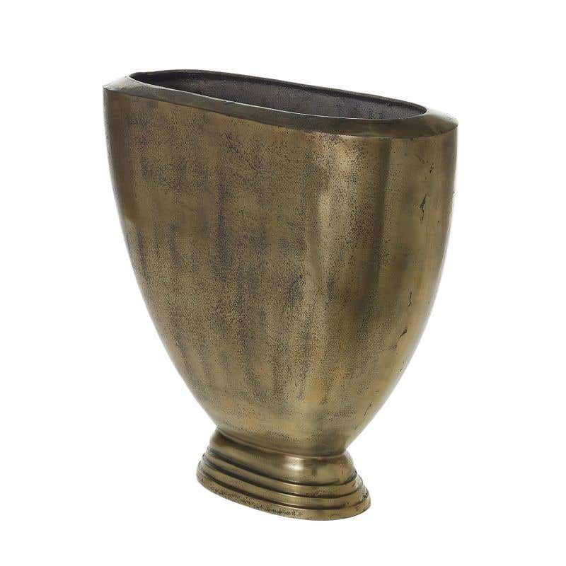 Antique Gold Metal Urn 22.5"W x 7.5"D x 20.25"H