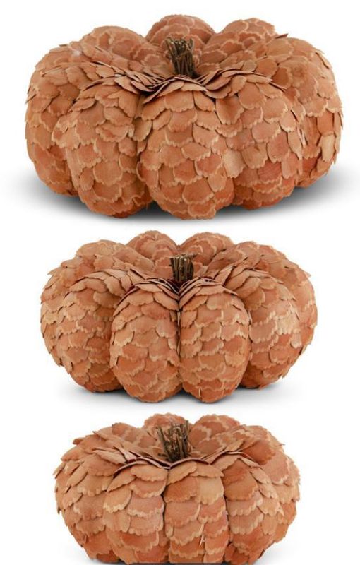 Set 3 Ginger Wood Chipped Pumpkins