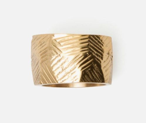 Abstract Brass Napkin Ring in Gold Finish - Set of Four