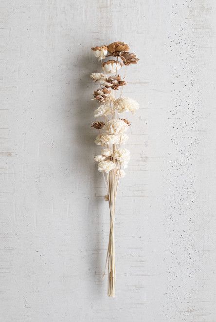 White & Brown Wooden Rose & Dahlia Bouquet