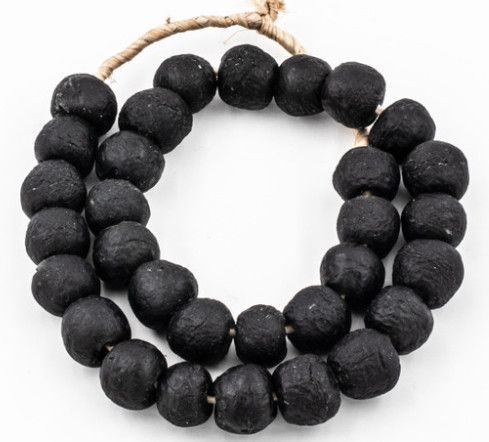 Large Hand-Crafted Vintage Black Sea Glass Beads