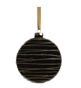 4.75" Black w/ Gold Glitter and Stars Ornament