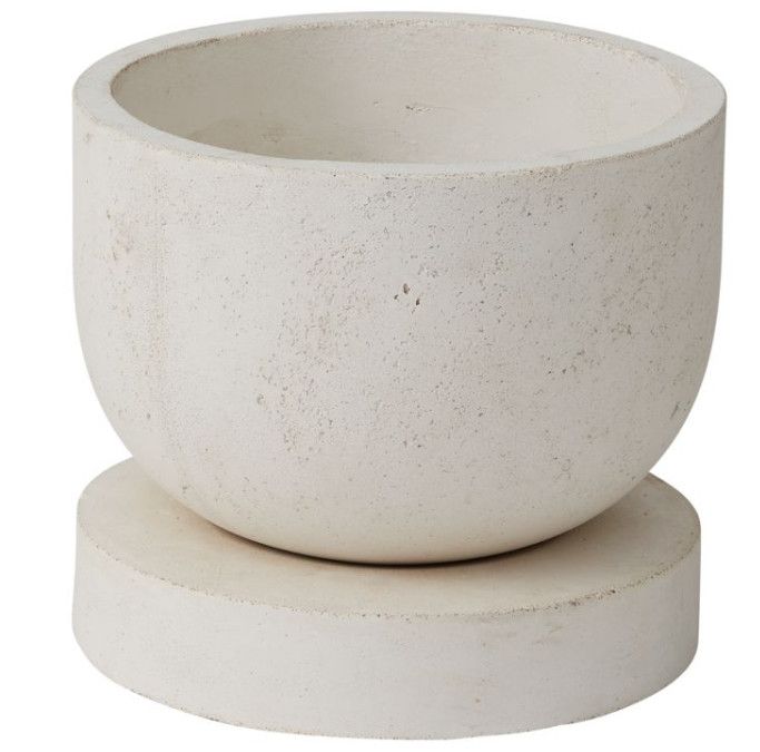 Large Concrete Planter with Base 16.5"Dia. x 11.5"H