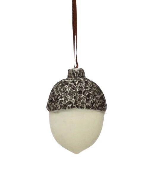 2" White Resin Acorn Ornament
