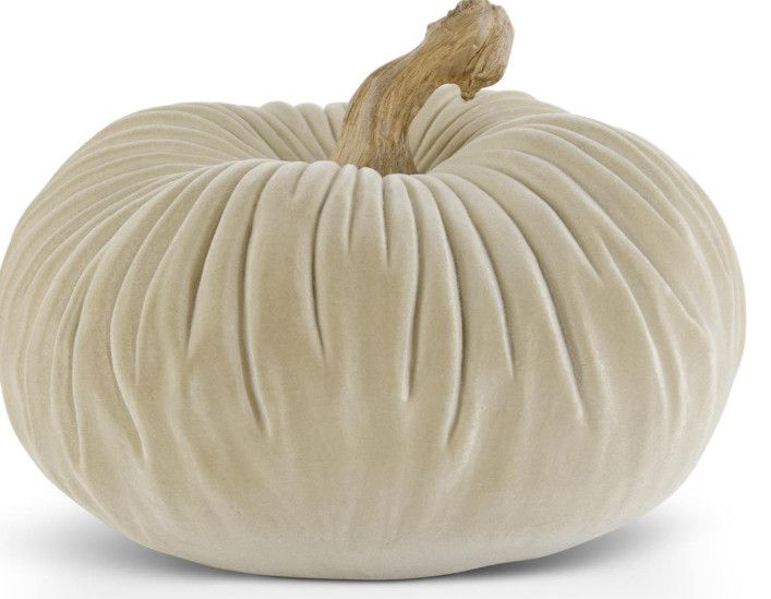3" Cream Velvet Resin Pumpkin