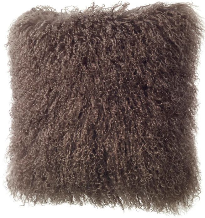 Dark Brown Tibetan Longwool Pillow 20x20