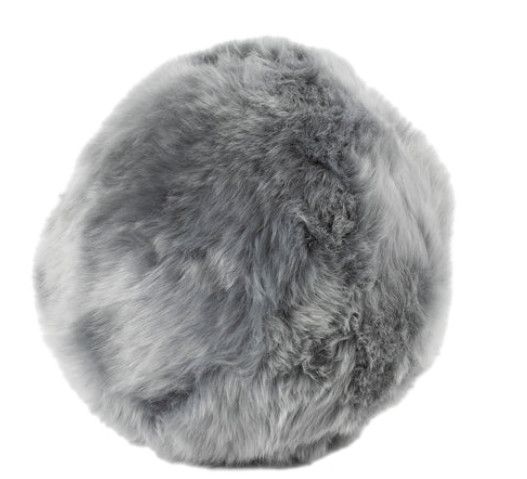 Charcoal Long Wool Round Pillow 11"Dia.