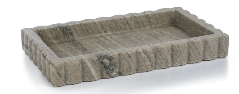 Scalloped Charcoal Marble Tray 16"L x 10"W x 2"H