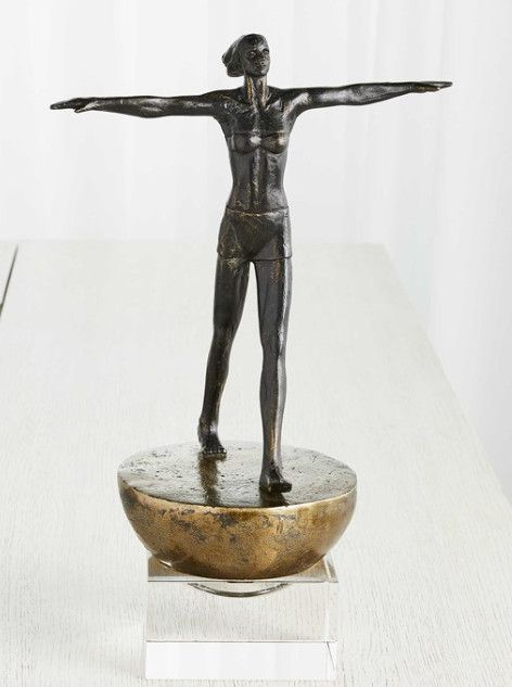 Cast Iron Woman On Crystal Base Finished in Aged Brass