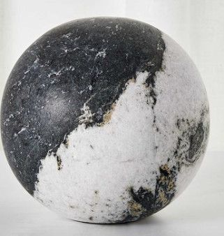 6" White and Gray Marble Sphere