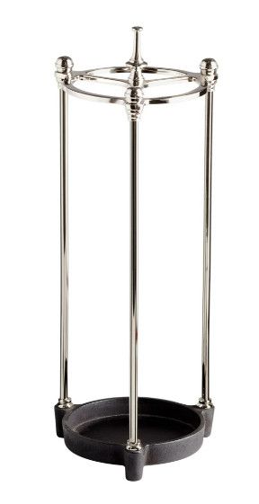 Cast Iron and Nickel Finished Umbrella Stand